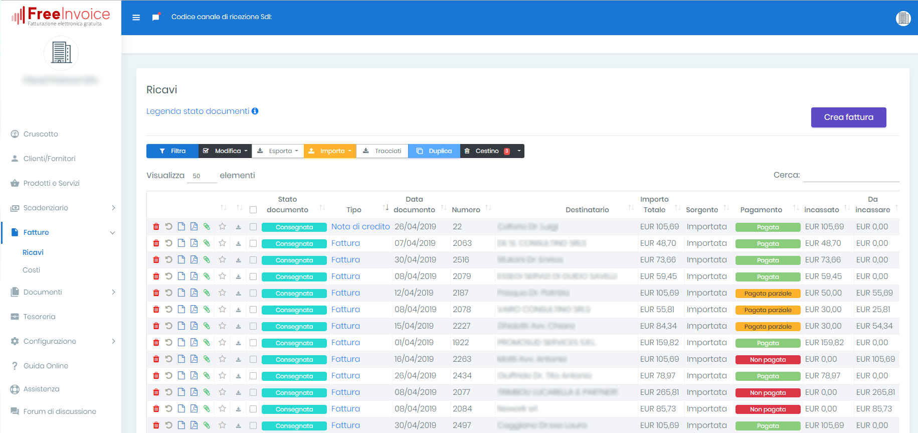 Aggiornamento Free Invoice